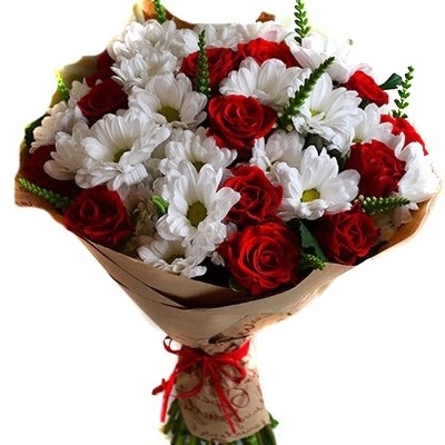 Букет из роз и хризантем "Вивьен" с доставкой по Кемерово